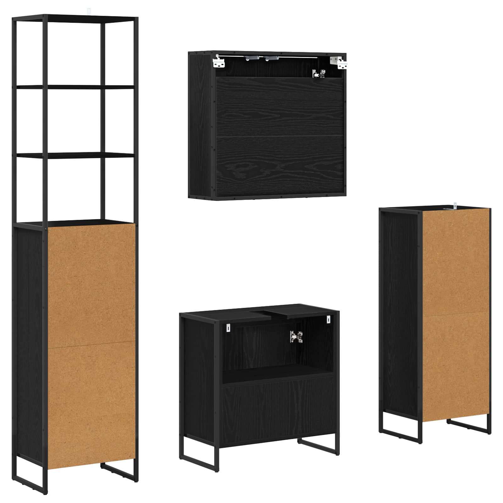 Σετ Επίπλων Μπάνιου με συρτάρι Μαύρη Οξυά Επεξεργασμένο ξύλο