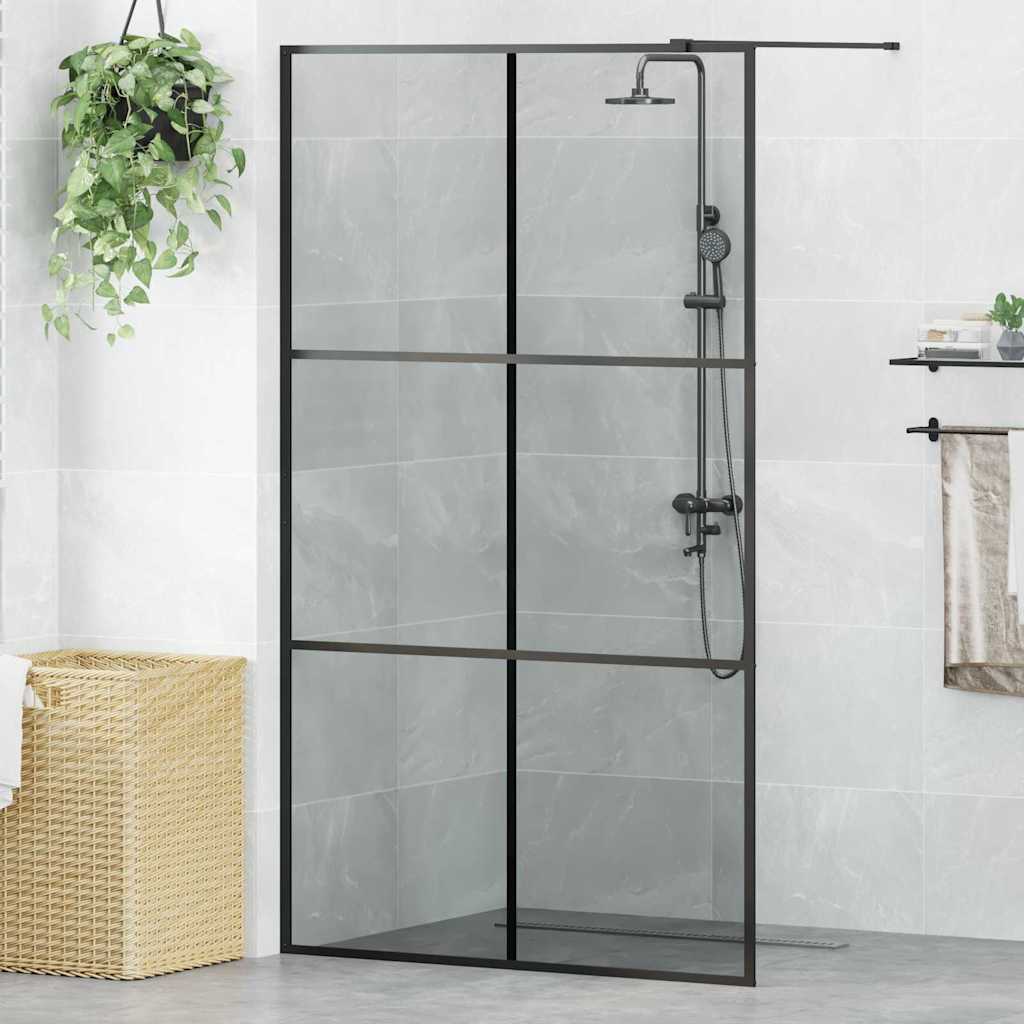 Τοίχος Ντους Walk-in Μαύρο 115 x 195 cm σκληρυμένο γυαλί