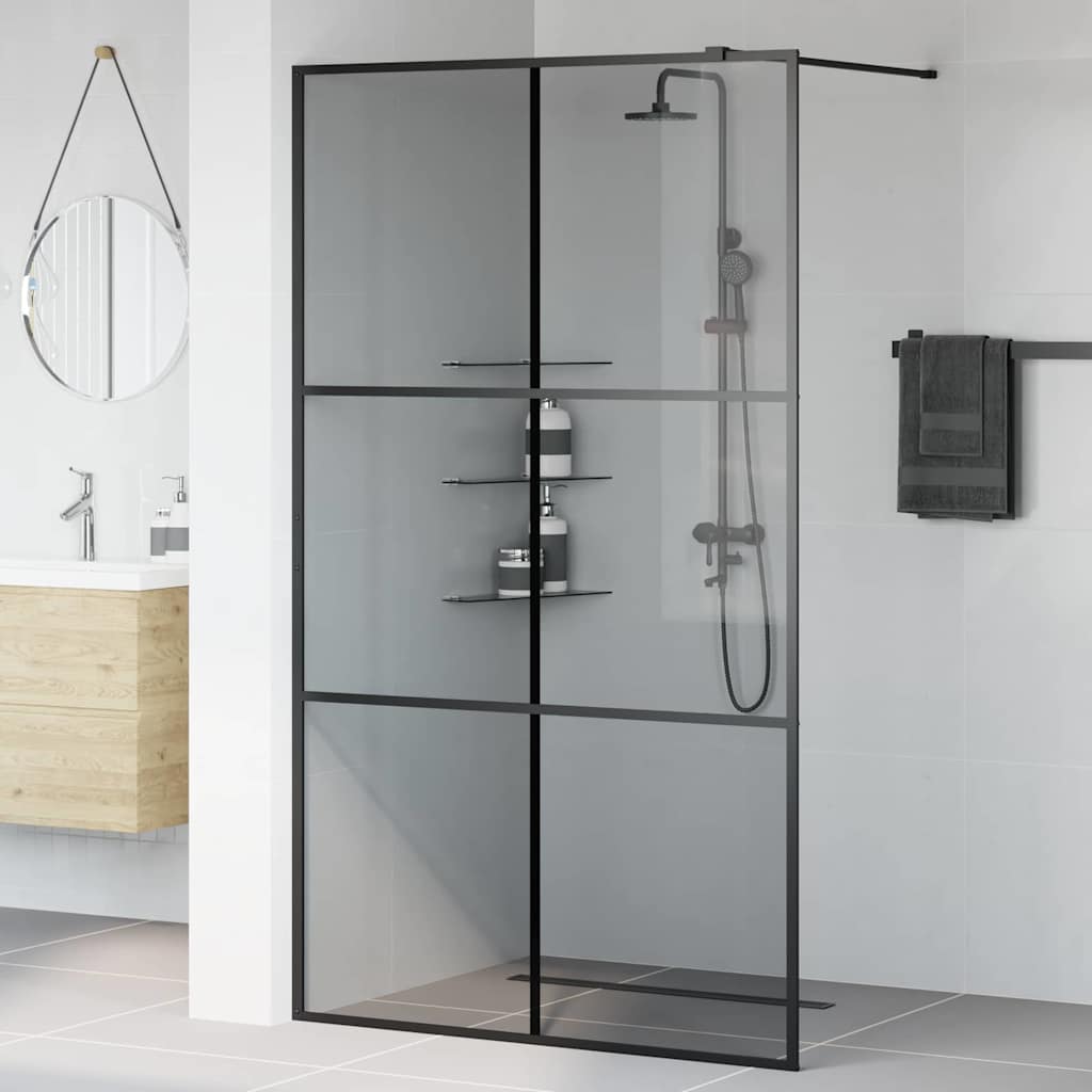 Τοίχος Ντους Walk-in Μαύρο 115 x 195 cm σκληρυμένο γυαλί