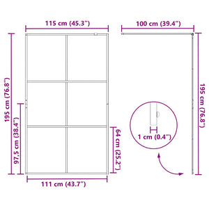 Τοίχος Ντους Walk-in Μαύρο 115 x 195 cm σκληρυμένο γυαλί