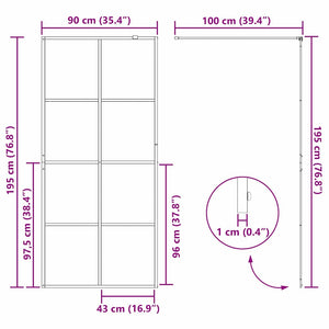 Τοίχος Ντους Walk-in Μαύρο 90 x 195 cm σκληρυμένο γυαλί - Pakobazaar
