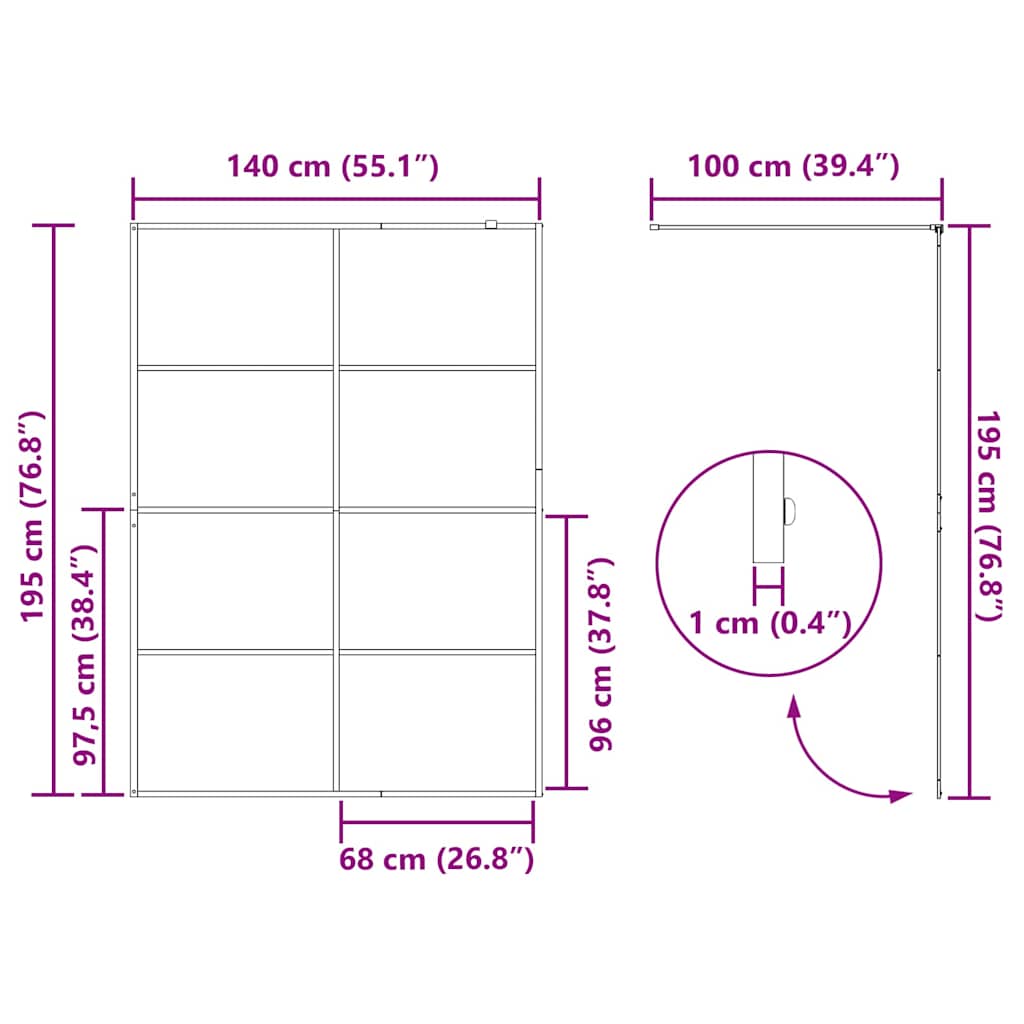 Τοίχος Ντους Walk-in Μαύρο 140 x 195 cm σκληρυμένο γυαλί - Pakobazaar