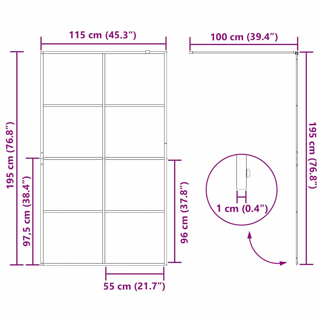 Τοίχος Ντους Walk-in Χρυσό 115 x 195 cm σκληρυμένο γυαλί - Pakobazaar