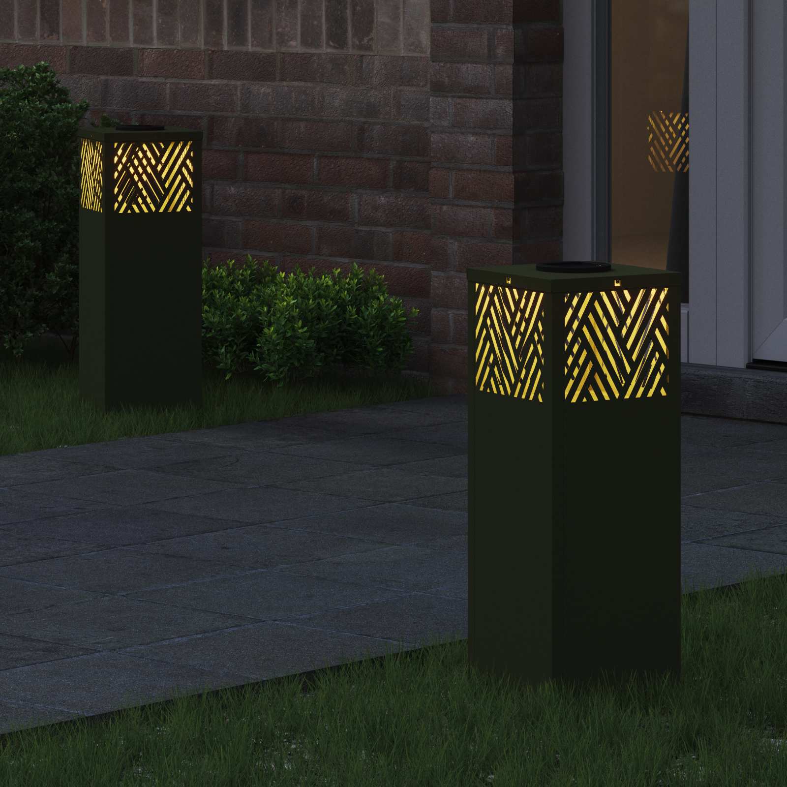 Ηλιακό LED Φως Δρόμου με φώτα με μπαταρία 2 pcs Ελιά Πράσινη - Pakobazaar