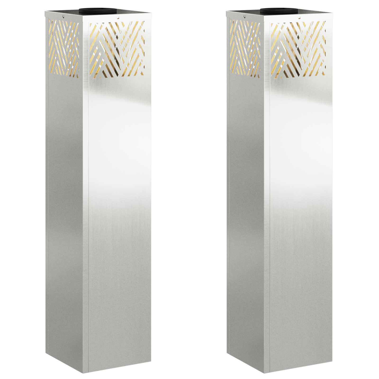 Ηλιακό LED Φως Δρόμου 2 pcs Ασημί Γαλβανισμένο - Pakobazaar