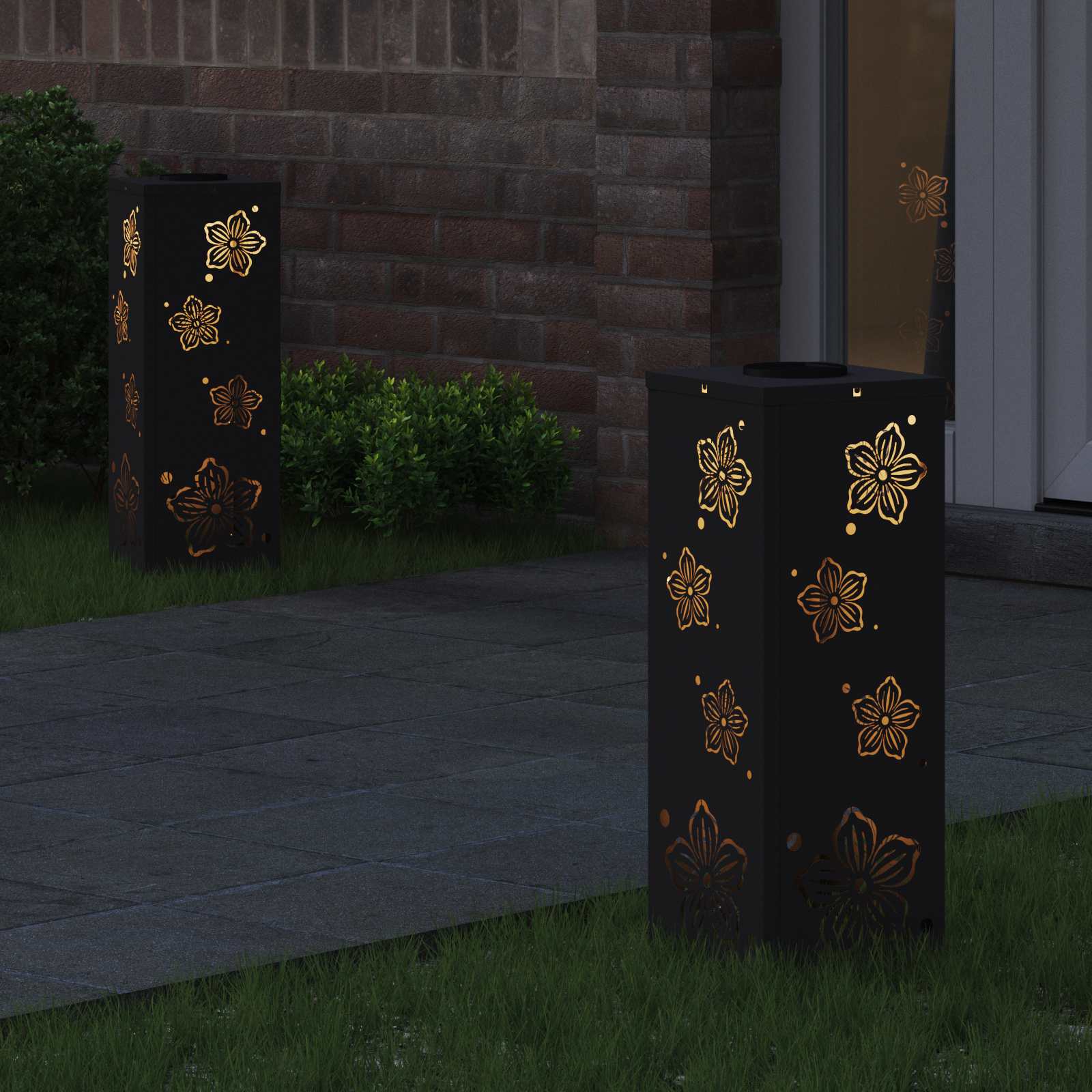 Ηλιακό LED Φως Δρόμου 2 pcs Μαύρο Κρύο Ρολαρισμένο Χάλυβα - Pakobazaar