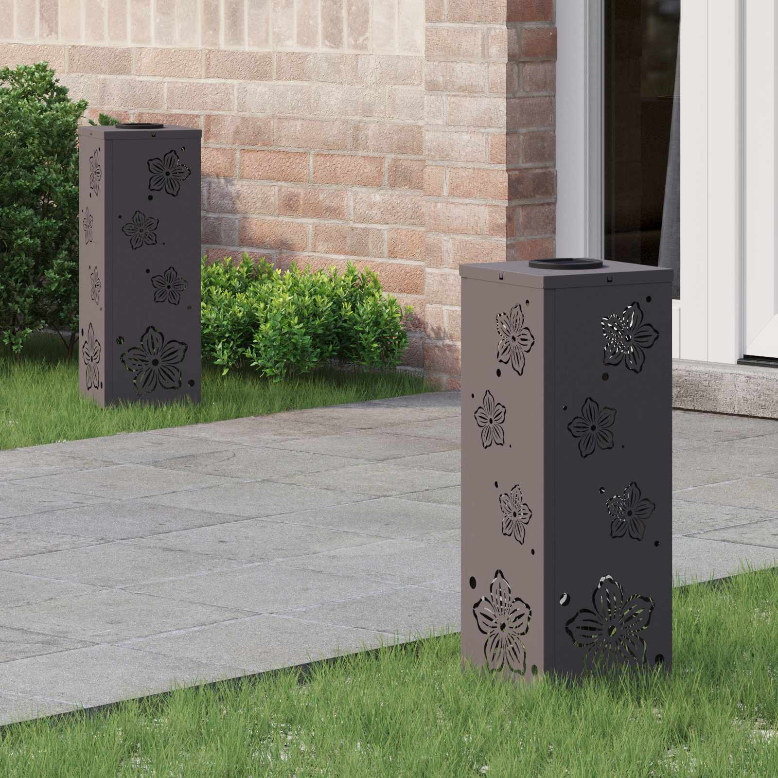 Ηλιακό LED Φως Δρόμου 2 pcs Μαύρο Κρύο Ρολαρισμένο Χάλυβα - Pakobazaar