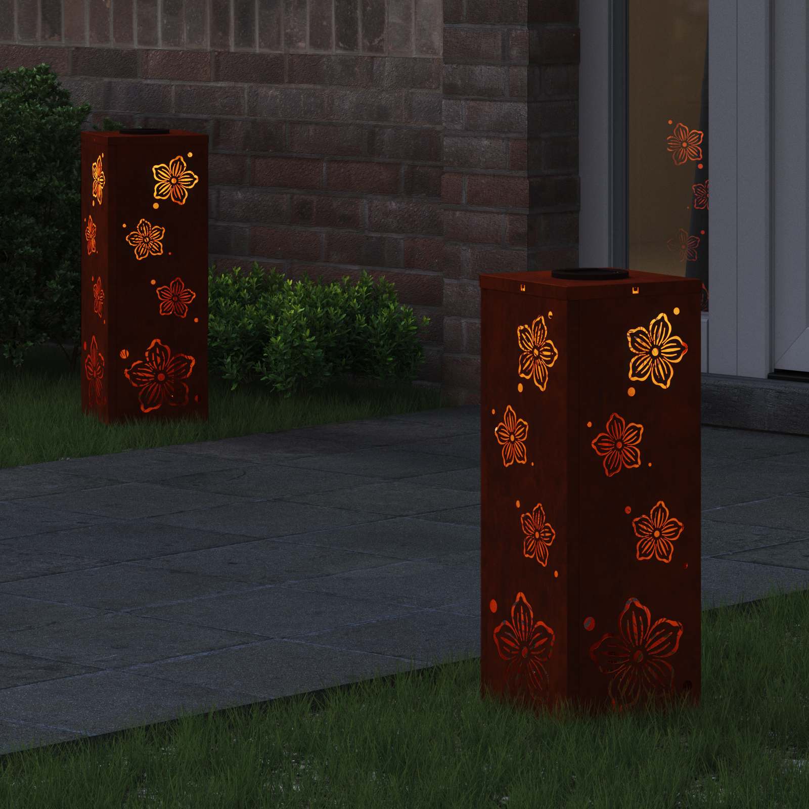 Ηλιακό LED Φως Δρόμου 2 pcs Σκ rusty Ατσάλι Σκληρυθέν στον Αέρα - Pakobazaar