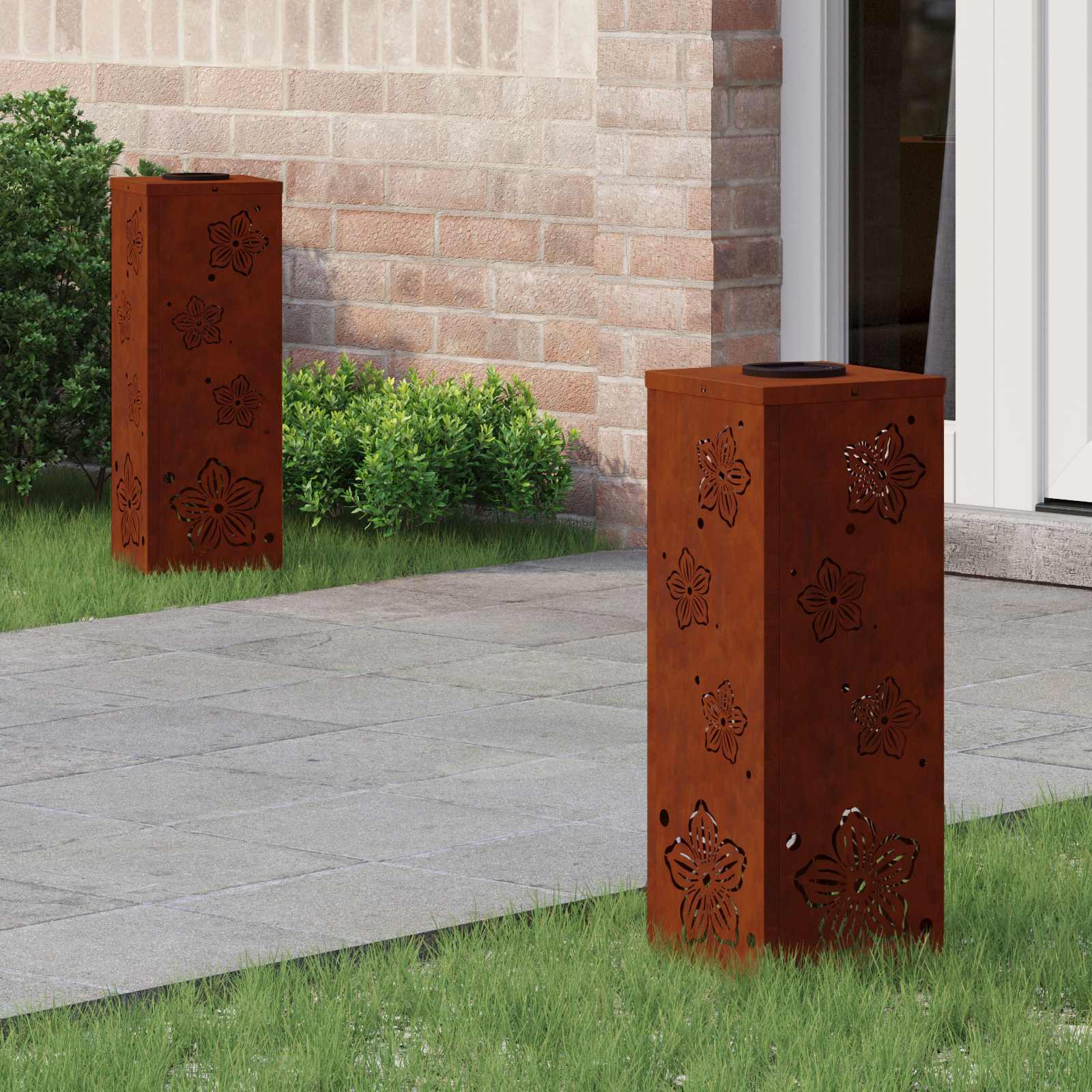 Ηλιακό LED Φως Δρόμου 2 pcs Σκ rusty Ατσάλι Σκληρυθέν στον Αέρα - Pakobazaar