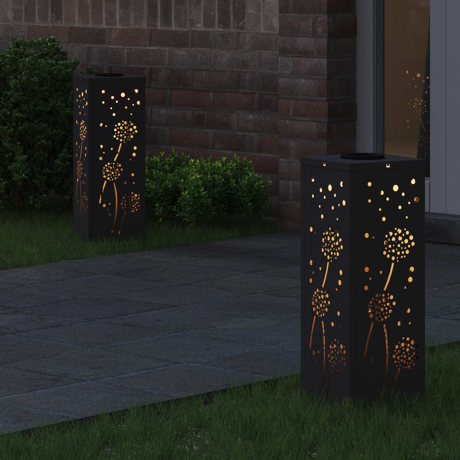 Ηλιακό LED Φως Δρόμου 2 pcs Μαύρο Κρύο Ρολαρισμένο Χάλυβα - Pakobazaar