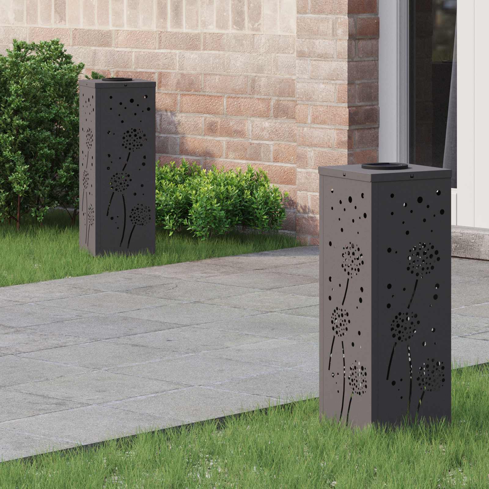 Ηλιακό LED Φως Δρόμου 2 pcs Μαύρο Κρύο Ρολαρισμένο Χάλυβα - Pakobazaar