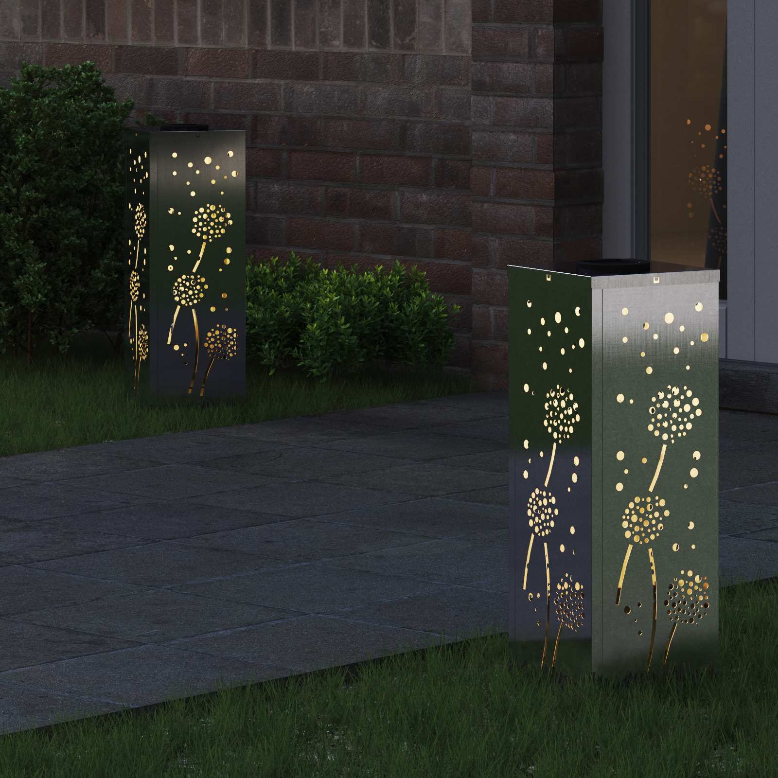 Ηλιακό LED Φως Δρόμου 2 pcs Ασημί Ανοξείδωτο ατσάλι - Pakobazaar