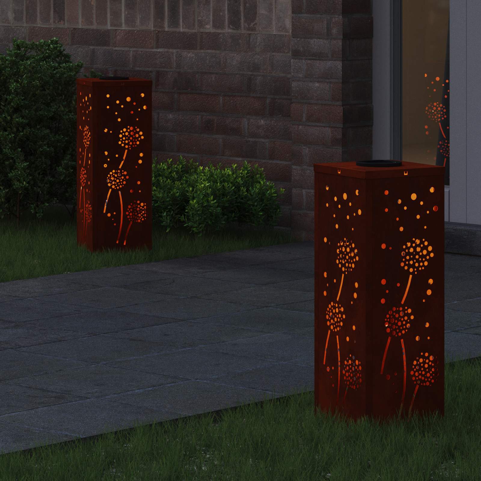 Ηλιακό LED Φως Δρόμου 2 pcs Σκ rusty Ατσάλι Σκληρυθέν στον Αέρα - Pakobazaar