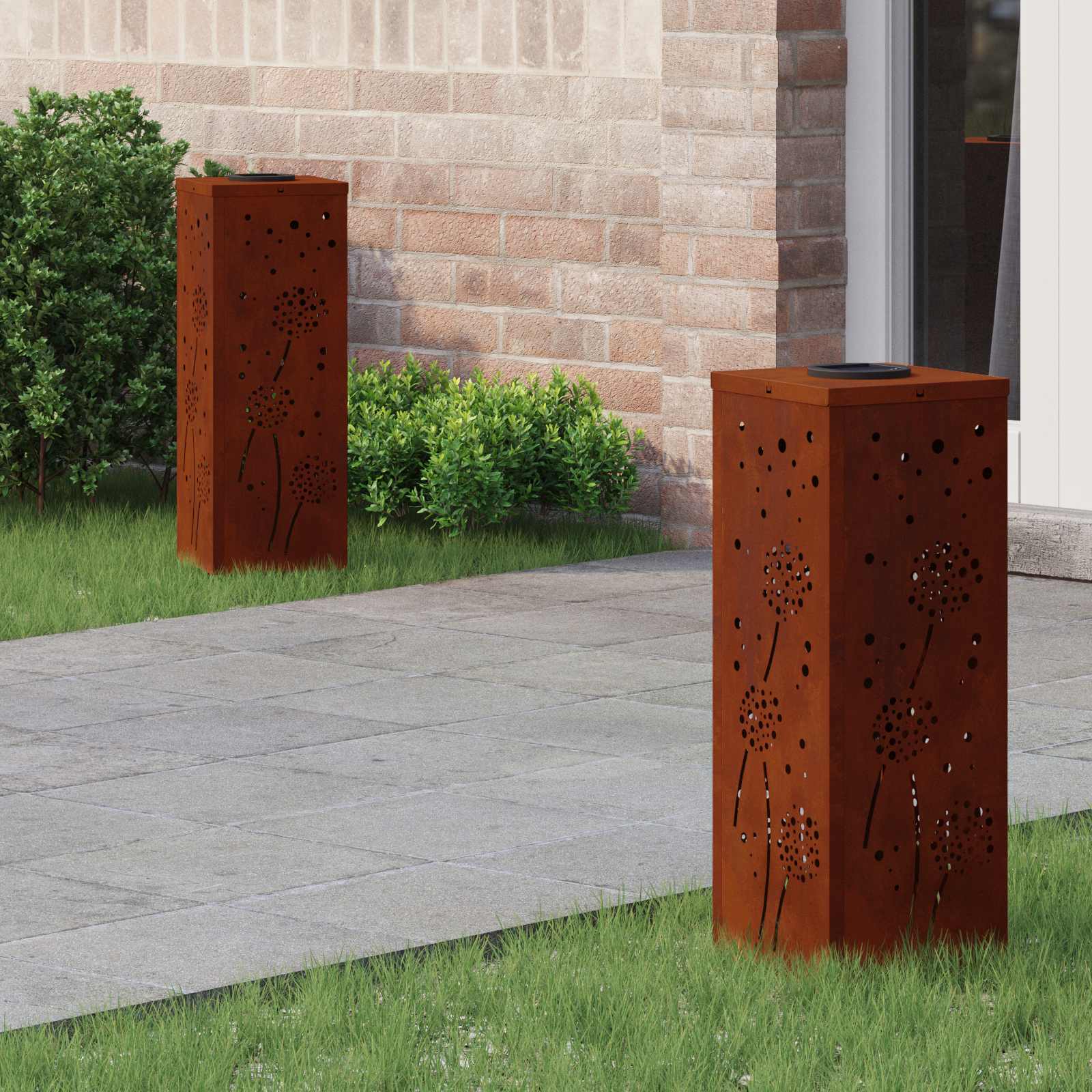 Ηλιακό LED Φως Δρόμου 2 pcs Σκ rusty Ατσάλι Σκληρυθέν στον Αέρα - Pakobazaar