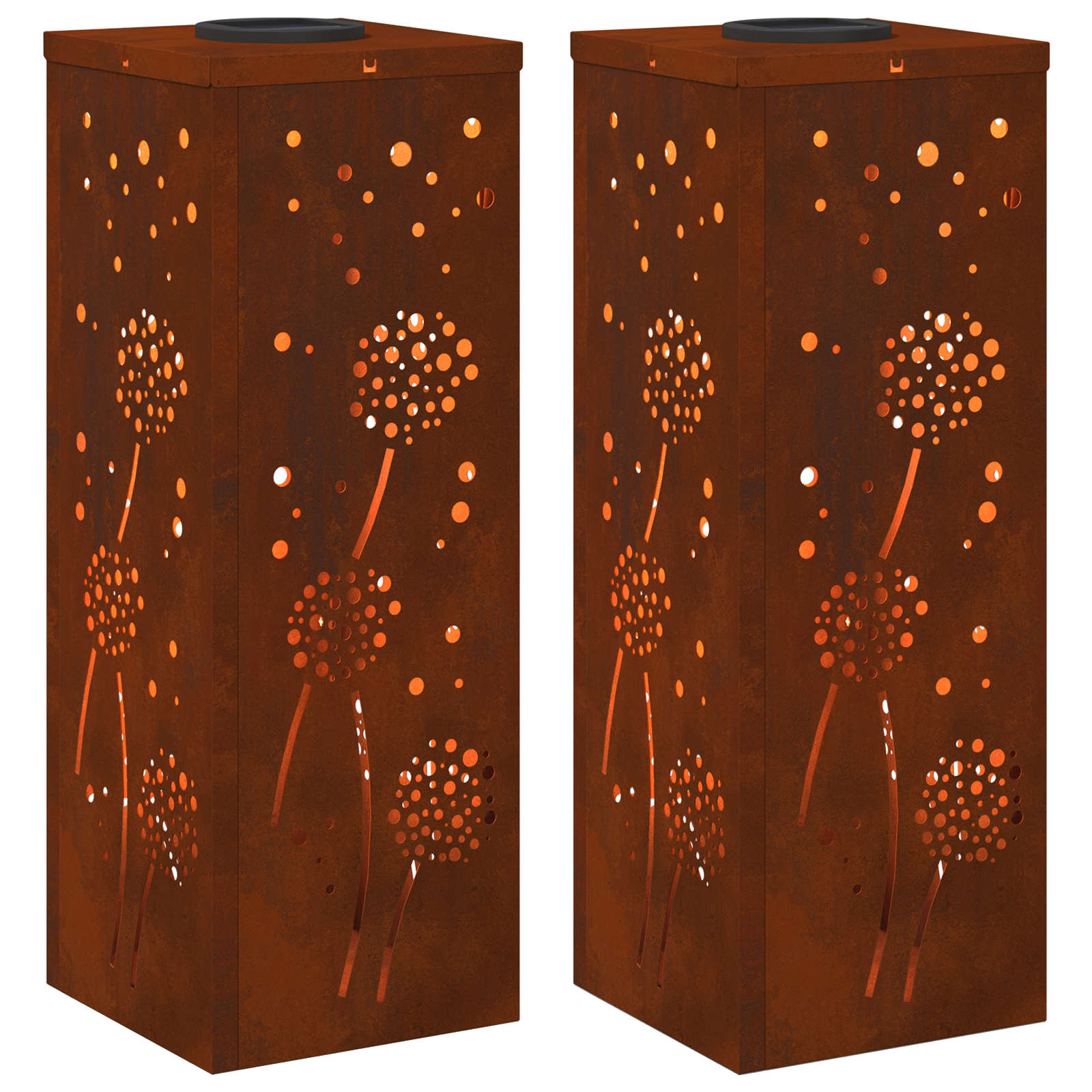 Ηλιακό LED Φως Δρόμου 2 pcs Σκ rusty Ατσάλι Σκληρυθέν στον Αέρα - Pakobazaar