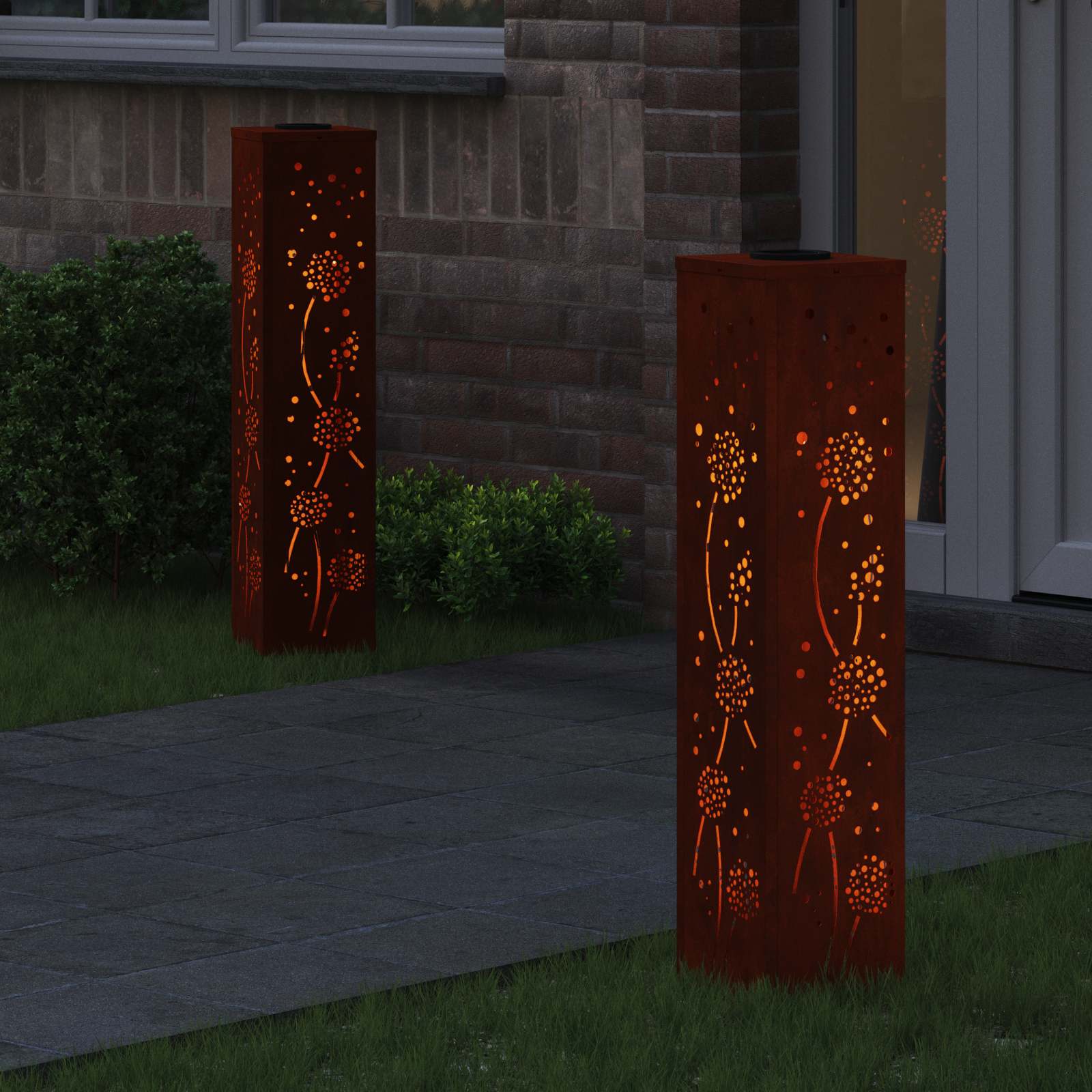 Ηλιακό LED Φως Δρόμου 2 pcs Σκ rusty Ατσάλι Σκληρυθέν στον Αέρα - Pakobazaar