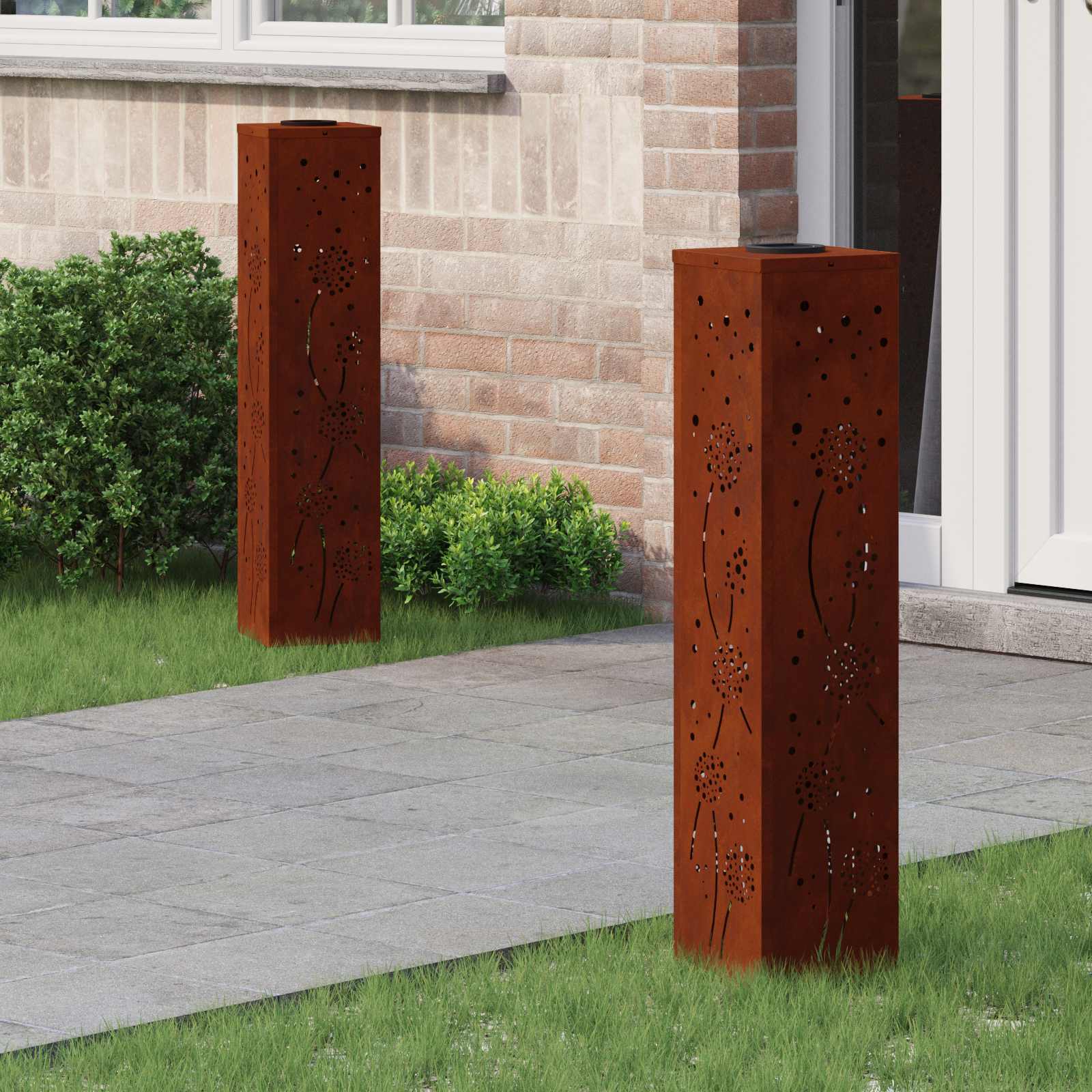 Ηλιακό LED Φως Δρόμου 2 pcs Σκ rusty Ατσάλι Σκληρυθέν στον Αέρα - Pakobazaar