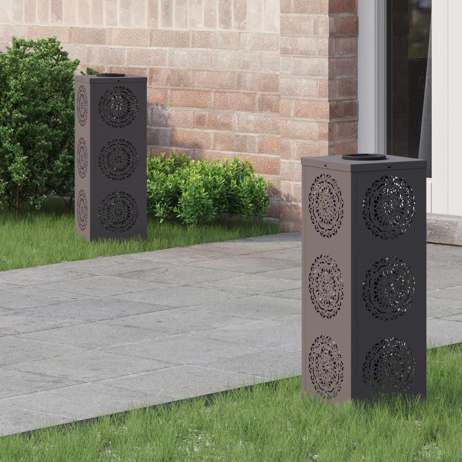 Ηλιακό LED Φως Δρόμου 2 pcs Μαύρο Κρύο Ρολαρισμένο Χάλυβα - Pakobazaar