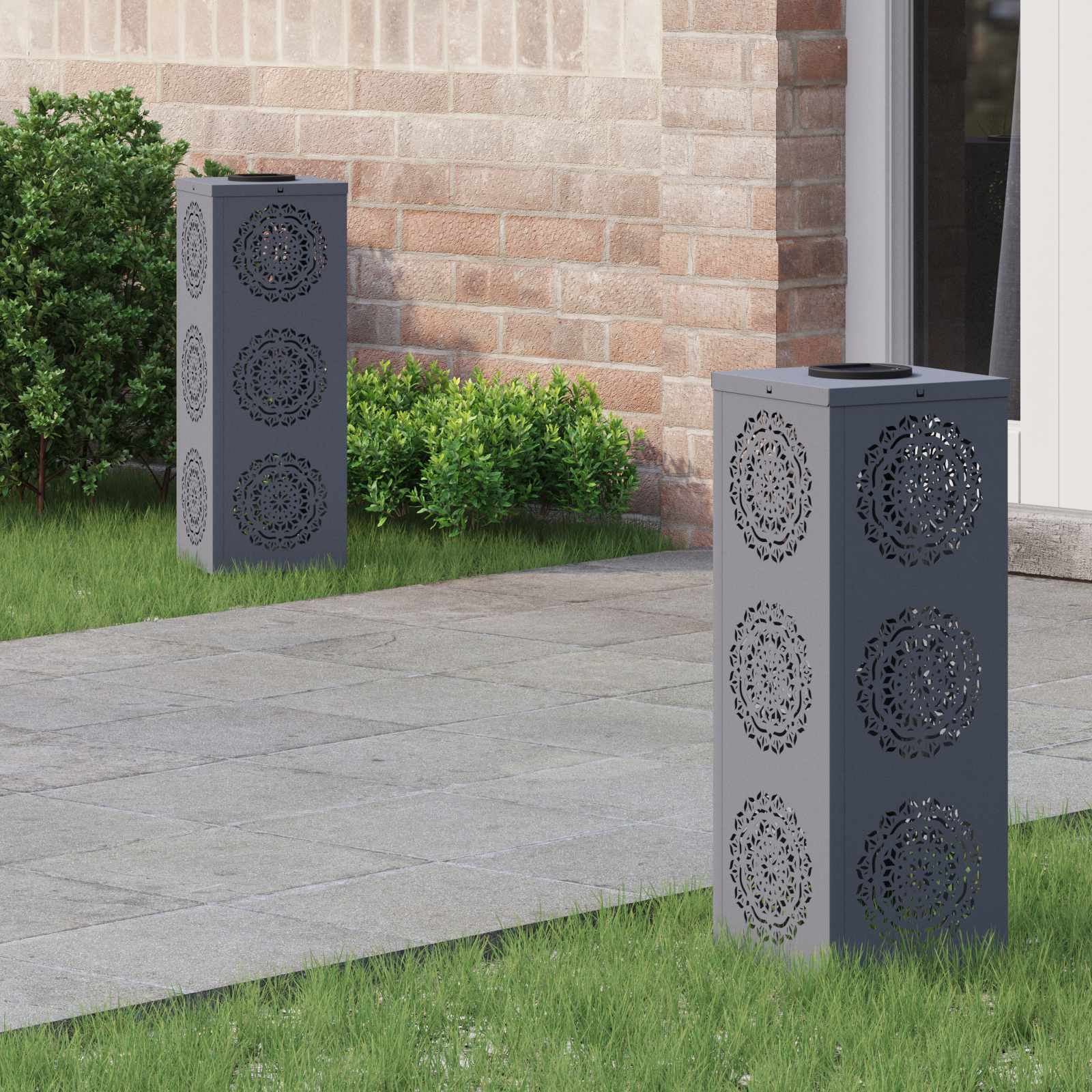 Ηλιακό LED Φως Δρόμου 2 pcs Ανθρακί Κρύο Ρολαρισμένο Χάλυβα - Pakobazaar
