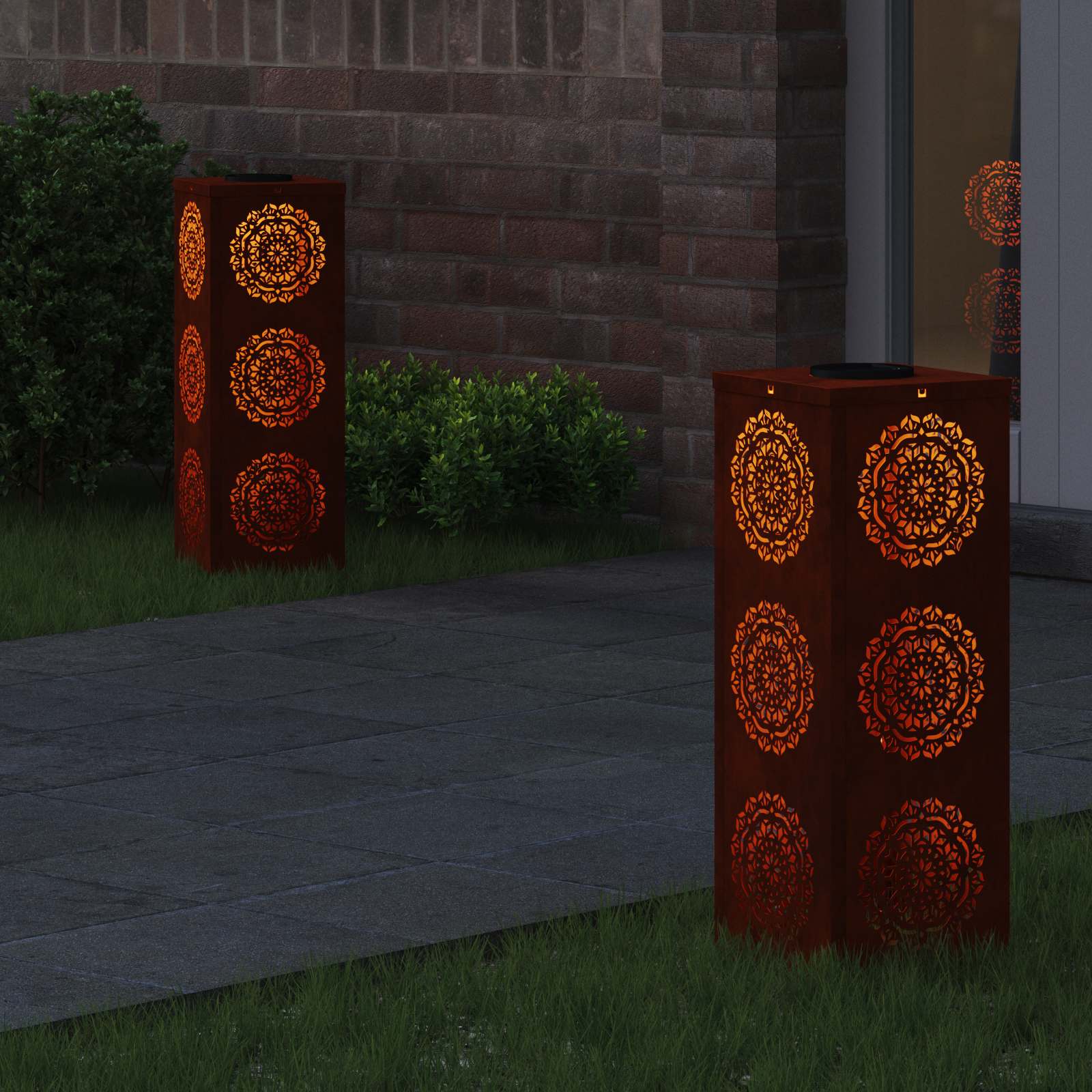 Ηλιακό LED Φως Δρόμου 2 pcs Σκ rusty Ατσάλι Σκληρυθέν στον Αέρα - Pakobazaar