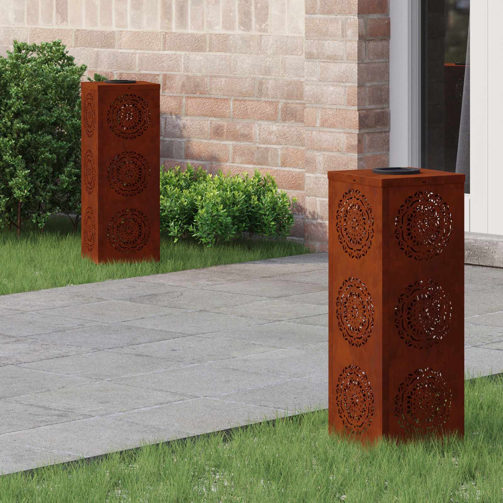 Ηλιακό LED Φως Δρόμου 2 pcs Σκ rusty Ατσάλι Σκληρυθέν στον Αέρα - Pakobazaar