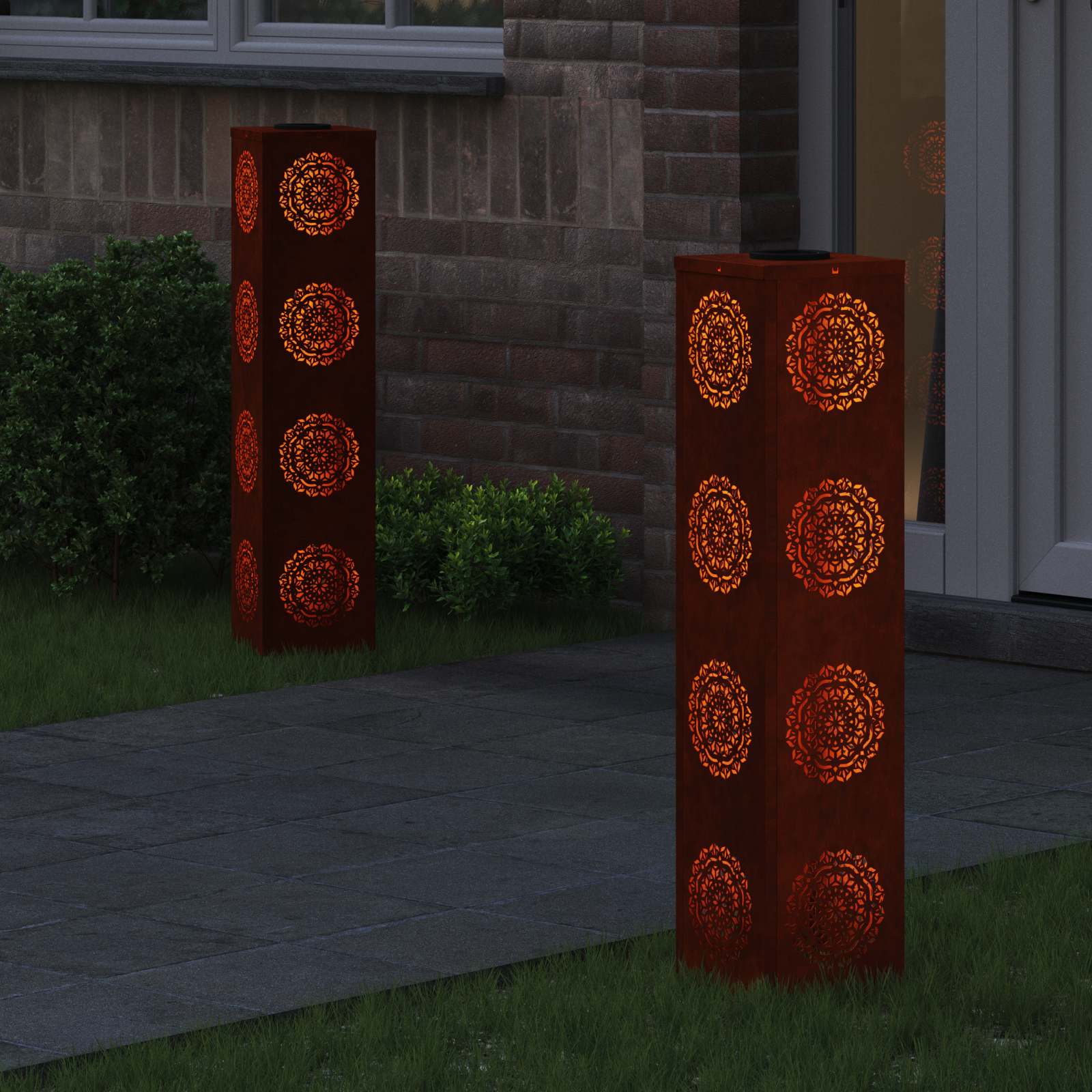 Ηλιακό LED Φως Δρόμου 2 pcs Σκ rusty Ατσάλι Σκληρυθέν στον Αέρα - Pakobazaar