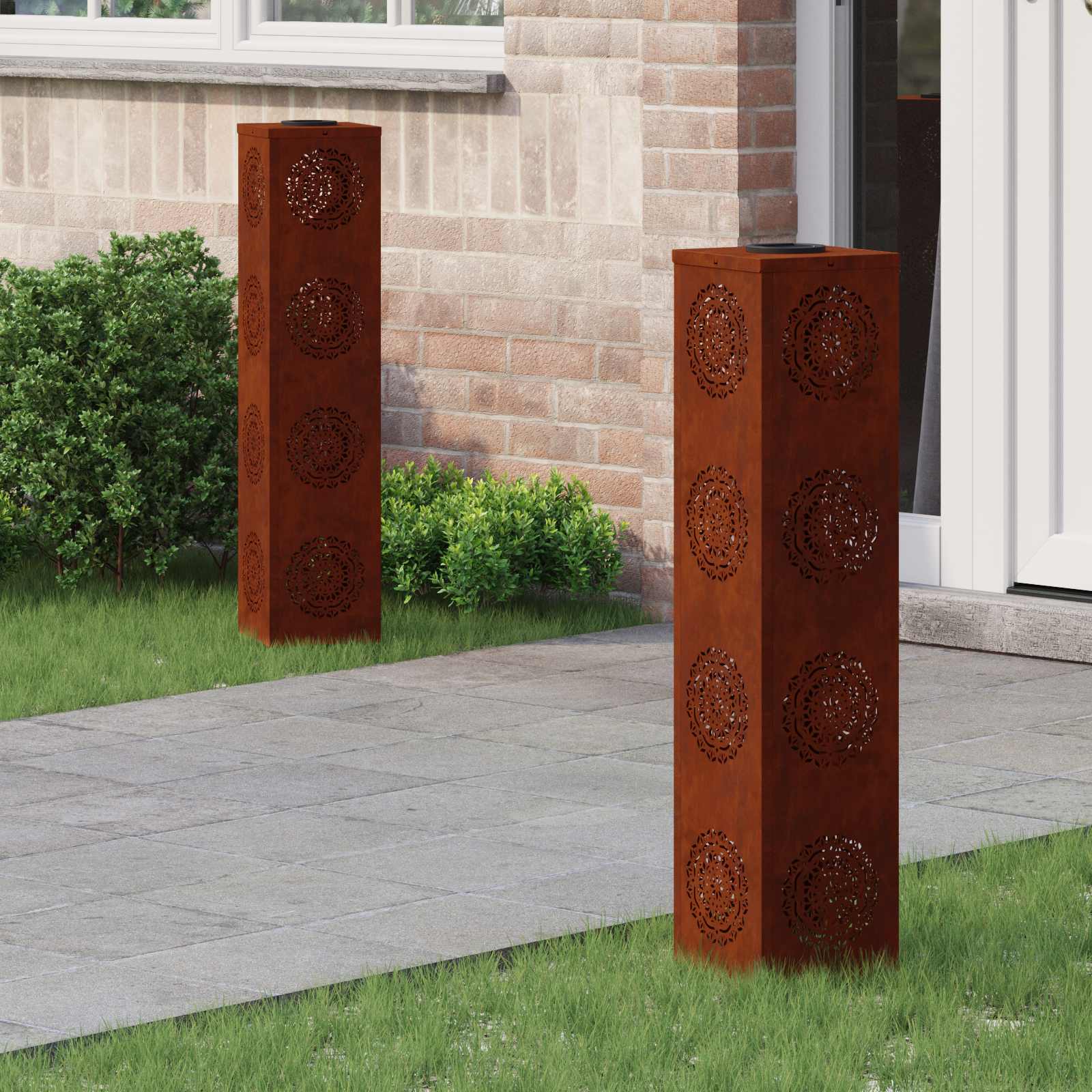 Ηλιακό LED Φως Δρόμου 2 pcs Σκ rusty Ατσάλι Σκληρυθέν στον Αέρα - Pakobazaar