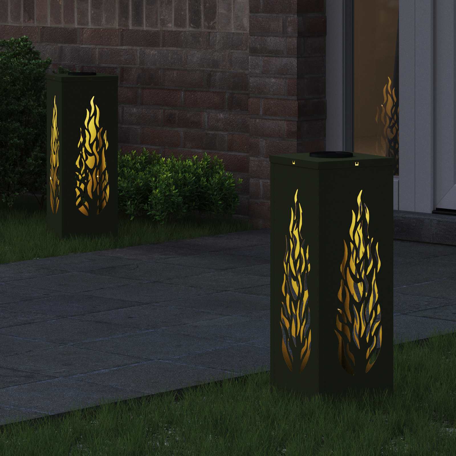 Ηλιακό LED Φως Δρόμου με φώτα με μπαταρία 2 pcs Ελιά Πράσινη - Pakobazaar