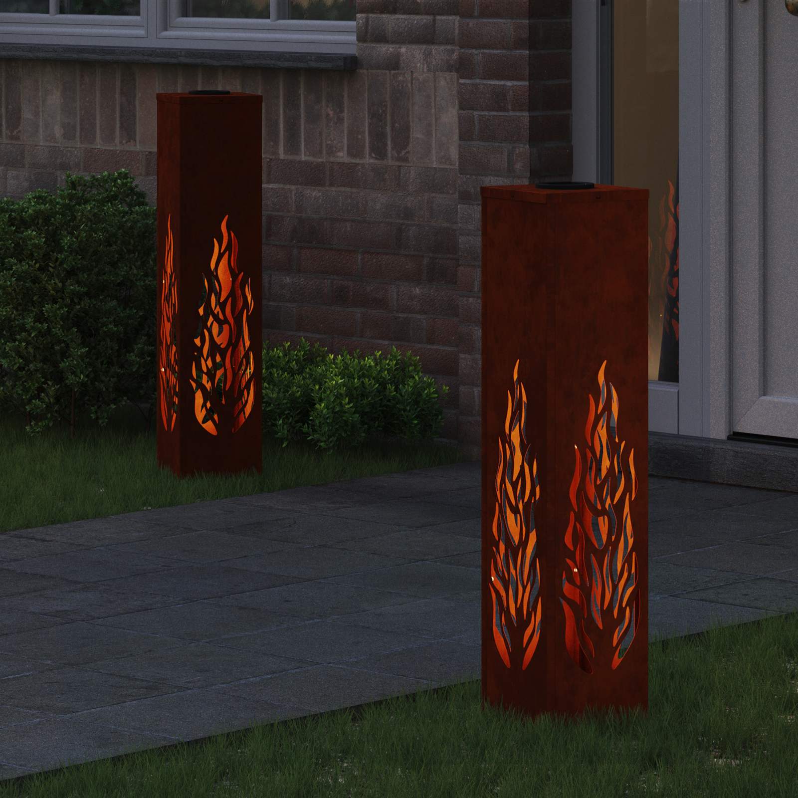 Ηλιακό LED Φως Δρόμου 2 pcs Σκ rusty Ατσάλι Σκληρυθέν στον Αέρα - Pakobazaar