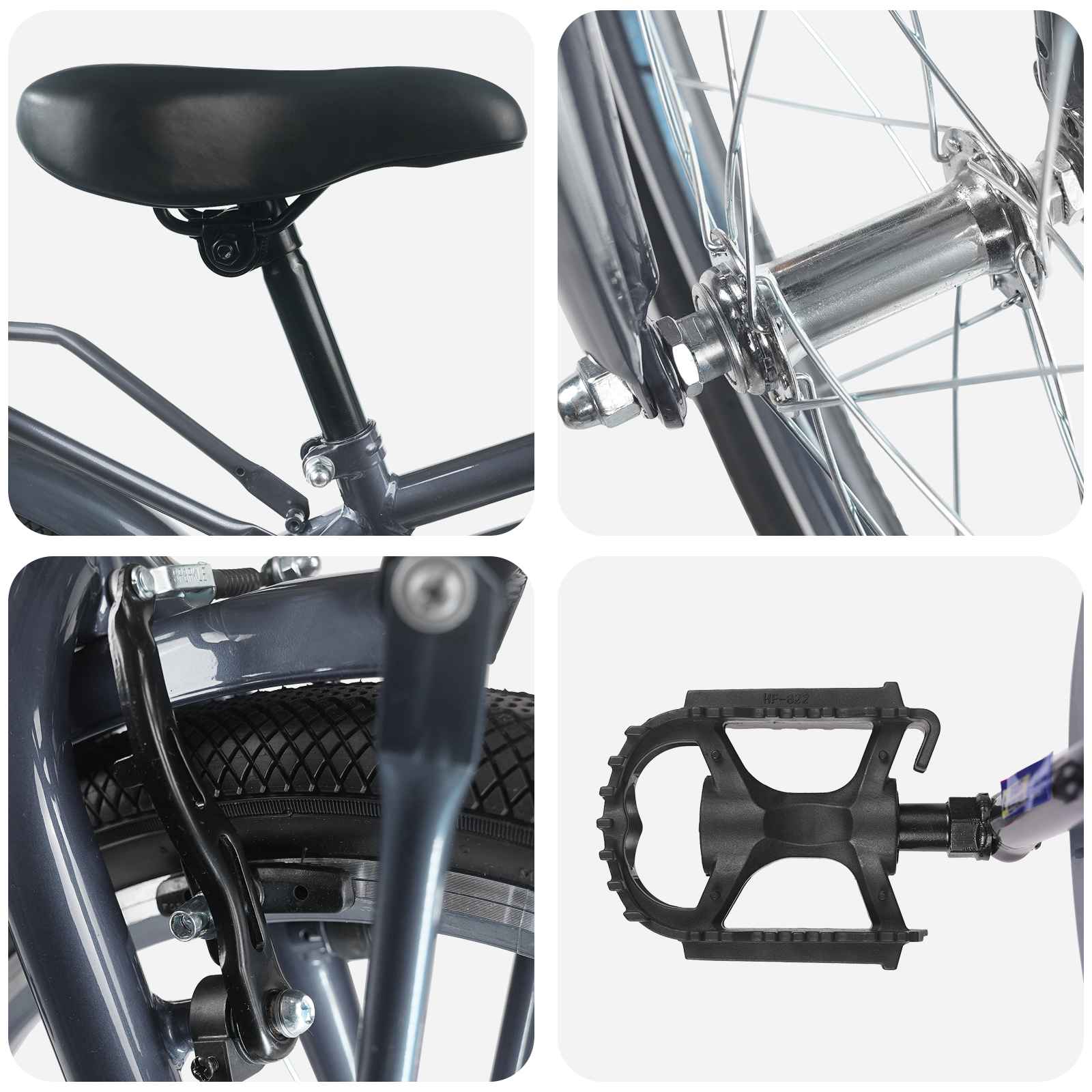 Παιδικό Ποδήλατο 18 ίντσες για 5-7 ετών Σκούρο Γκρι - Pakobazaar