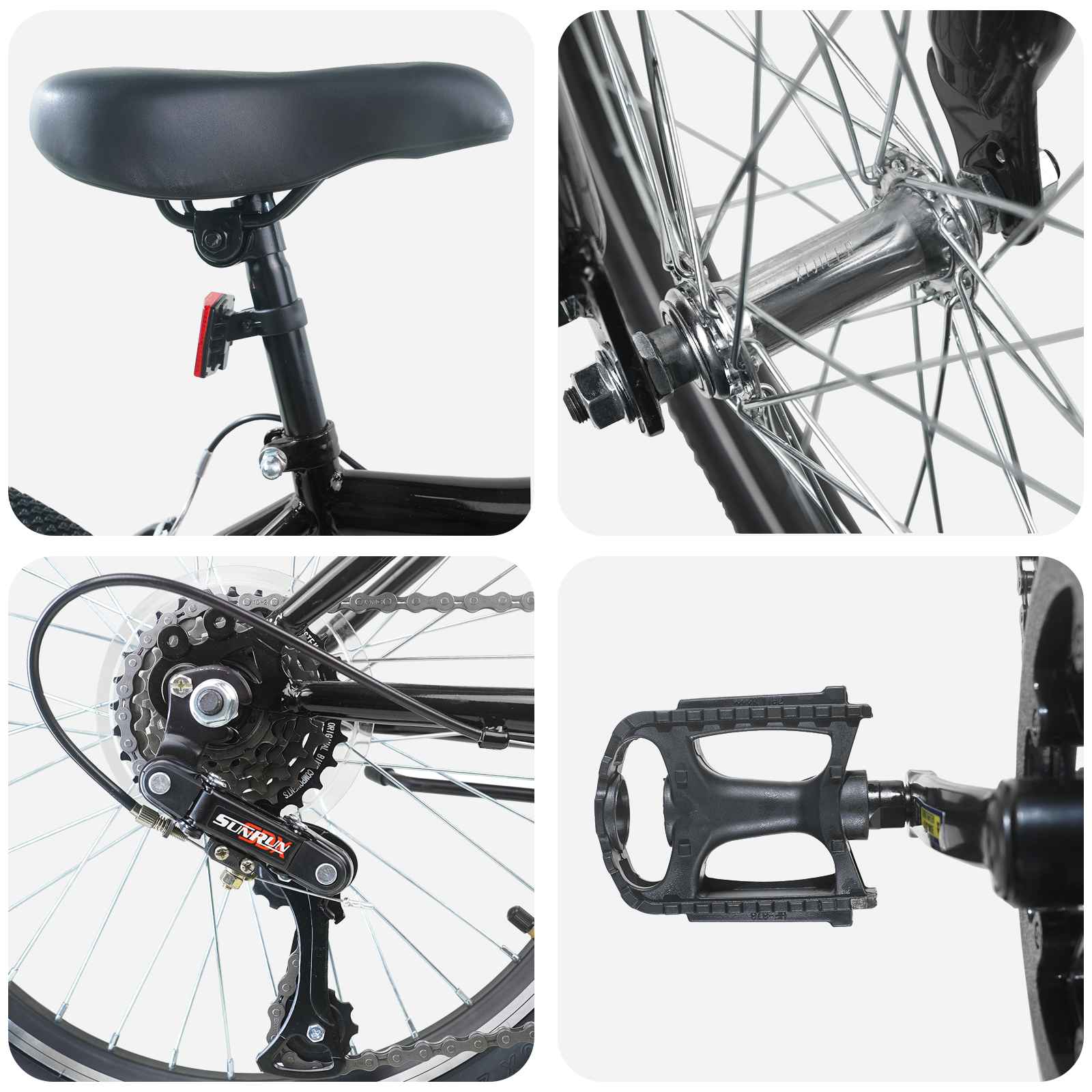 Παιδικό Ποδήλατο 20 ίντσες 6-Speed για παιδιά 6-11 ετών Μαύρο - Pakobazaar