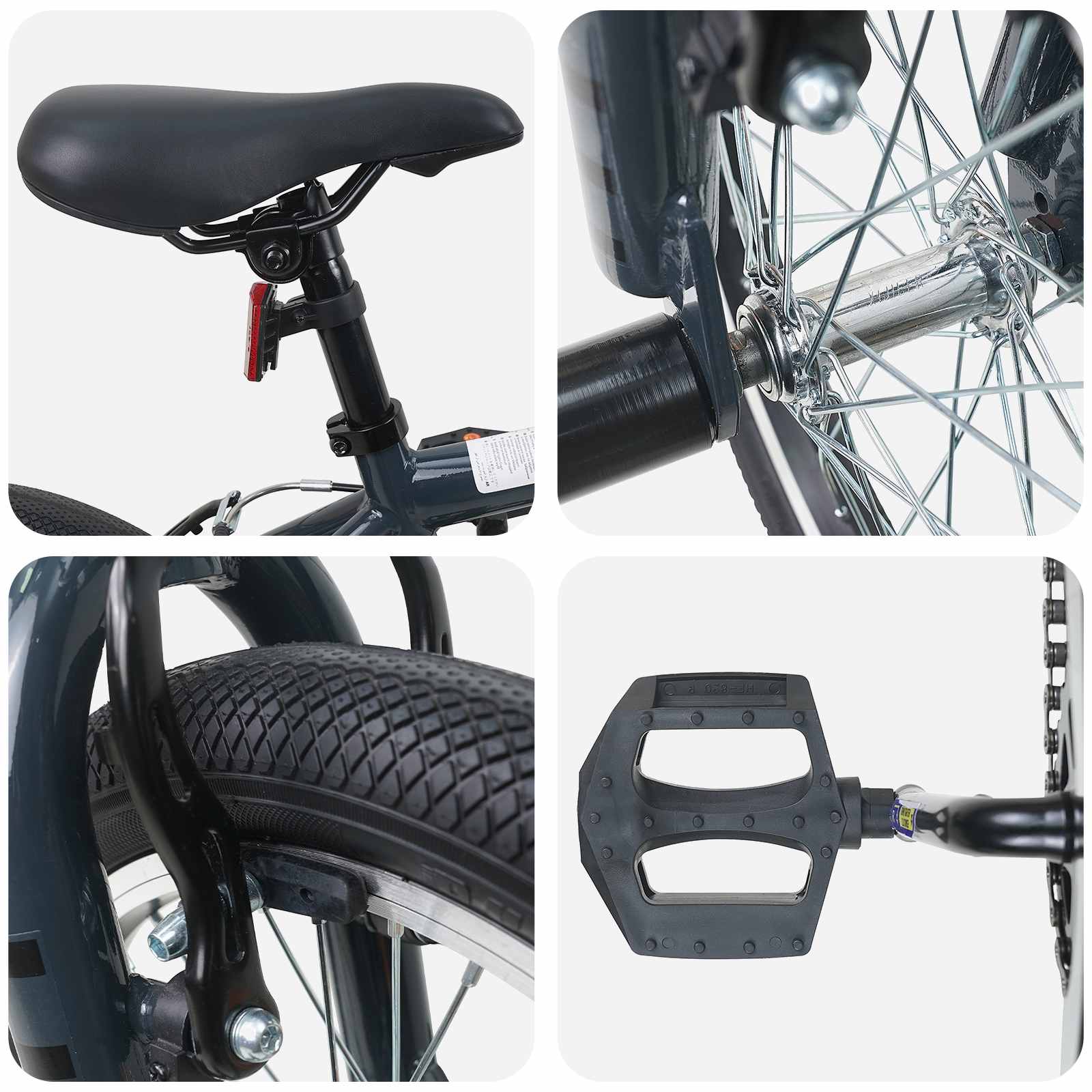 BMX Ποδήλατο 16 ίντσες για παιδιά 5-8 ετών Σκούρο Γκρι - Pakobazaar