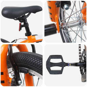 BMX Ποδήλατο 16 ίντσες για παιδιά 5-8 ετών Πορτοκαλί - Pakobazaar