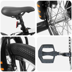 BMX Ποδήλατο 16 ίντσες για παιδιά 5-8 ετών Μαύρο - Pakobazaar