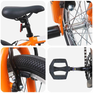 BMX Ποδήλατο 16 ίντσες για παιδιά 5-8 ετών Πορτοκαλί - Pakobazaar
