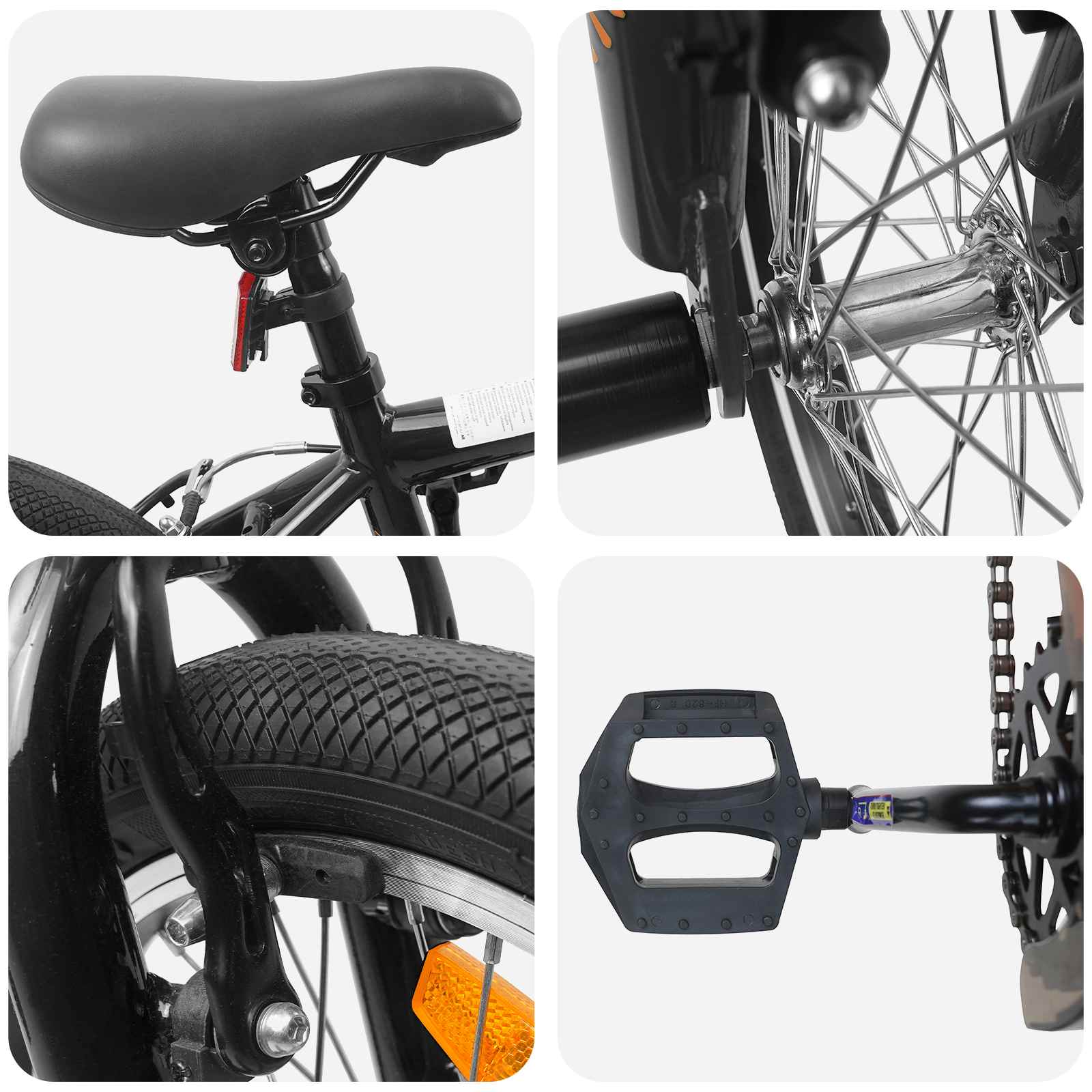 BMX Ποδήλατο 16 ίντσες για παιδιά 5-8 ετών Μαύρο - Pakobazaar