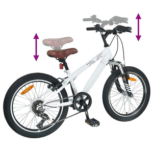 Kids Mountain Bike 20 ίντσες 6-Speed για παιδιά 5-8 ετών Λευκό - Pakobazaar