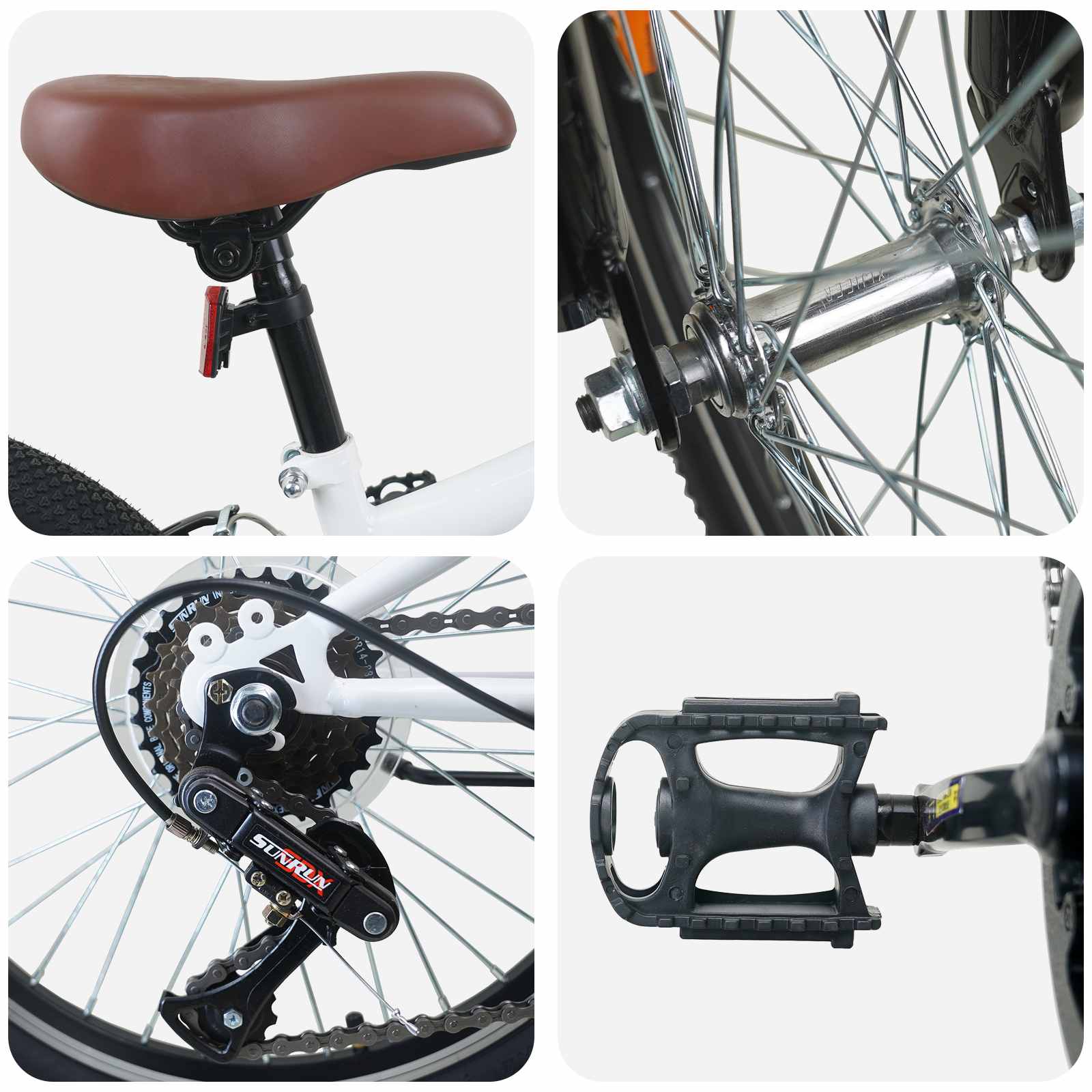 Kids Mountain Bike 24 ίντσες 6-Speed για 8-12 ετών Λευκό - Pakobazaar
