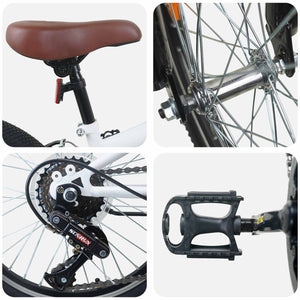 Kids Mountain Bike 24 ίντσες 6-Speed για 8-12 ετών Λευκό - Pakobazaar