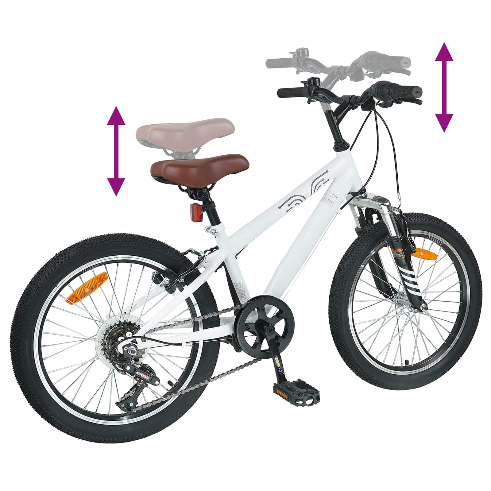 Kids Mountain Bike 24 ίντσες 6-Speed για 8-12 ετών Λευκό - Pakobazaar