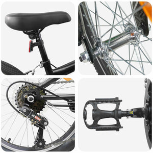 Kids Mountain Bike 20 ίντσες 6-Speed για παιδιά 5-8 ετών Μαύρο - Pakobazaar