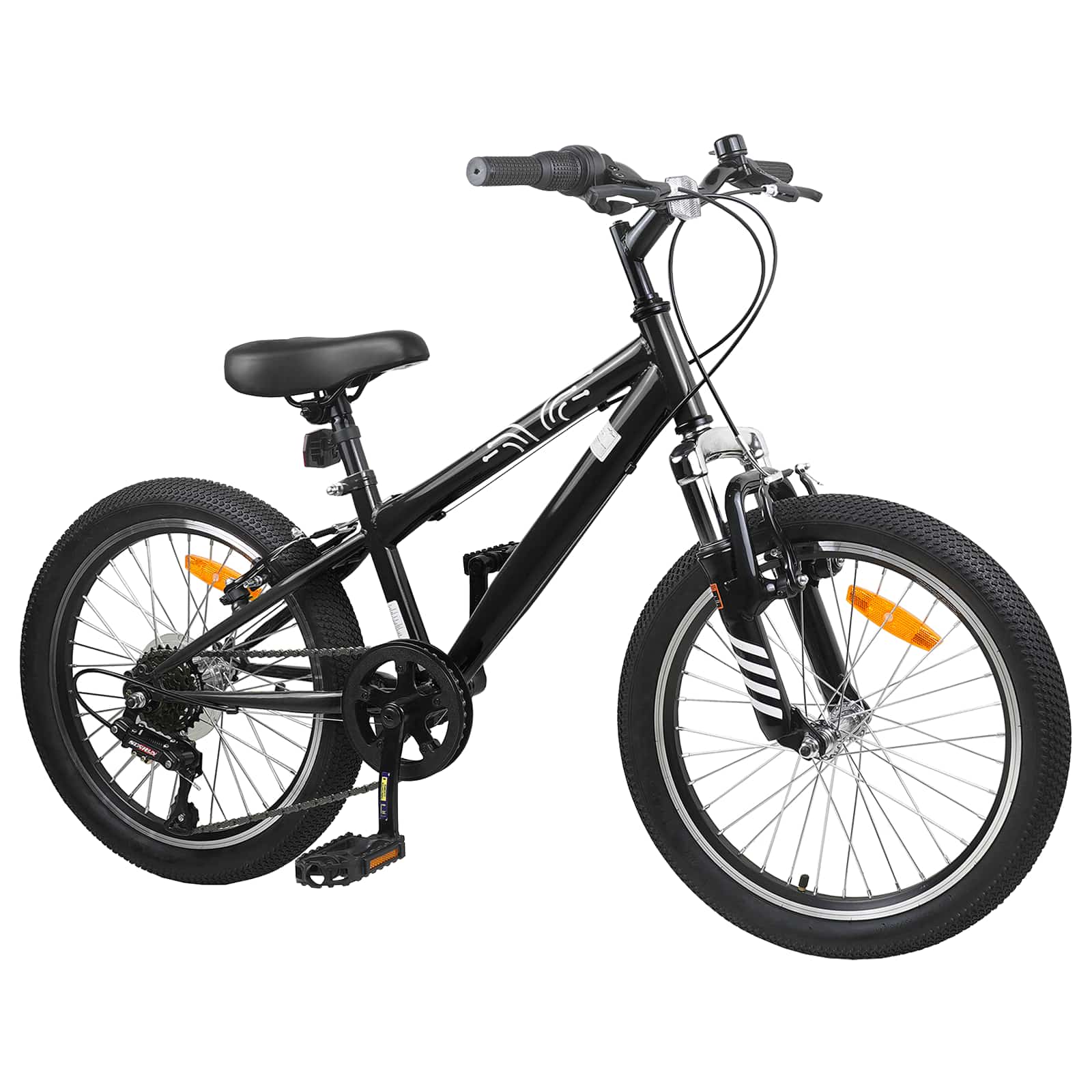 Kids Mountain Bike 20 ίντσες 6-Speed για παιδιά 5-8 ετών Μαύρο - Pakobazaar