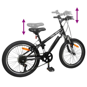 Kids Mountain Bike 20 ίντσες 6-Speed για παιδιά 5-8 ετών Μαύρο - Pakobazaar