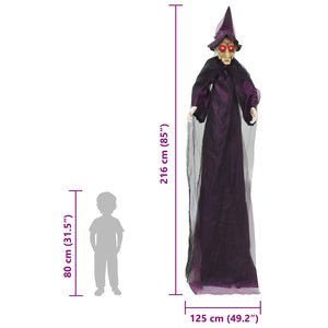 Κρεμαστή μάγισσα Halloween που μιλάει Μοβ 216 x 125 εκ - Pakobazaar