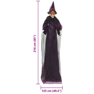 Κρεμαστή μάγισσα Halloween που μιλάει Μοβ 216 x 125 εκ - Pakobazaar