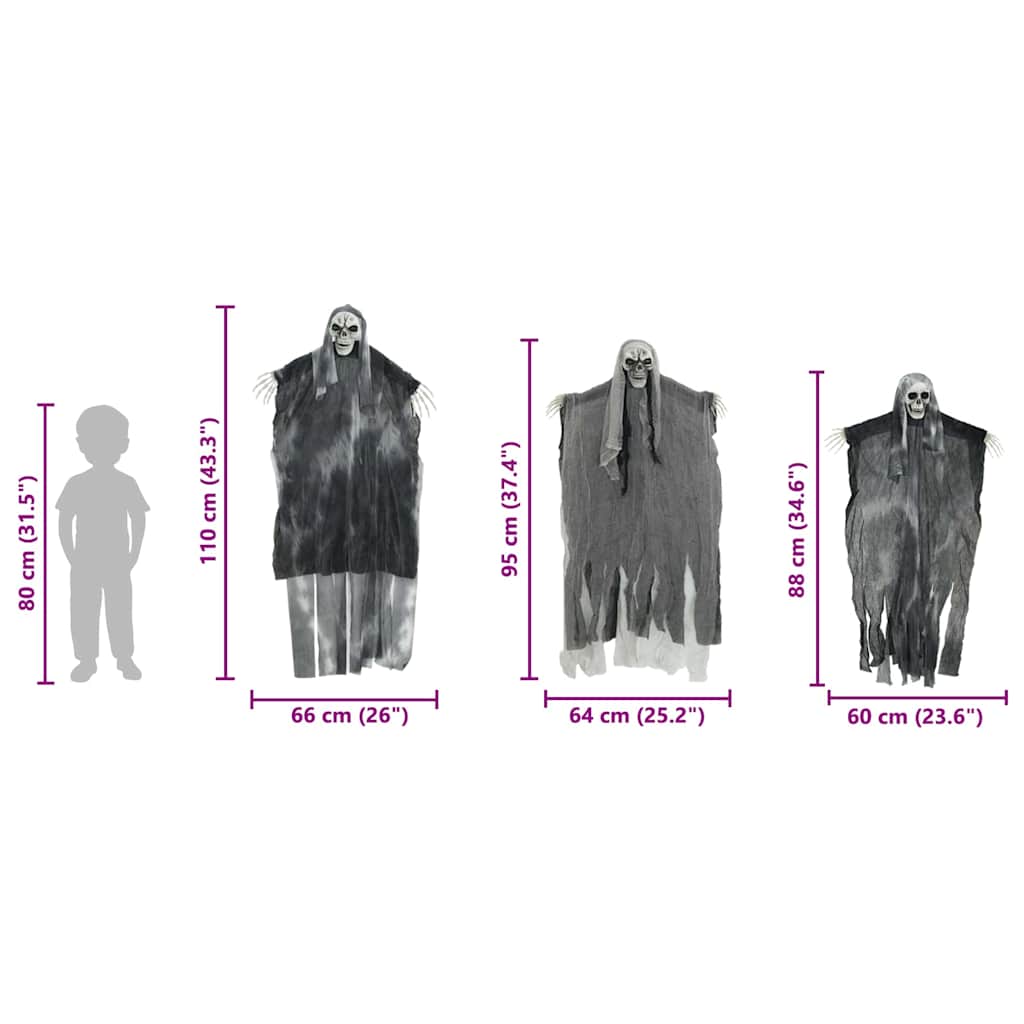 Κρεμαστό Φάντασμα Χαλοουίν 3 pcs Μαύρο 66 x 110 εκ. Πολυεστέρας
