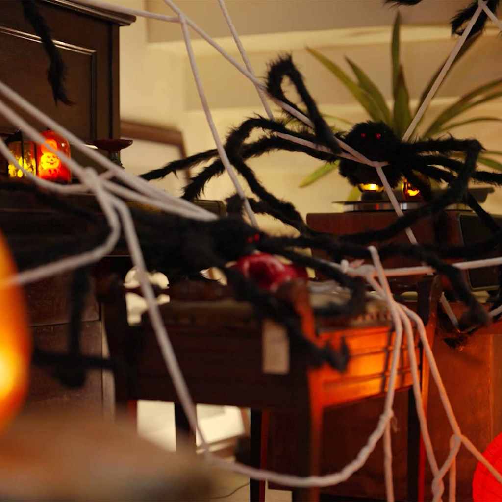 Διακόσμηση Σαρακιού Χαλοουίν με Ιστός 4 pcs Μαύρο και λευκό