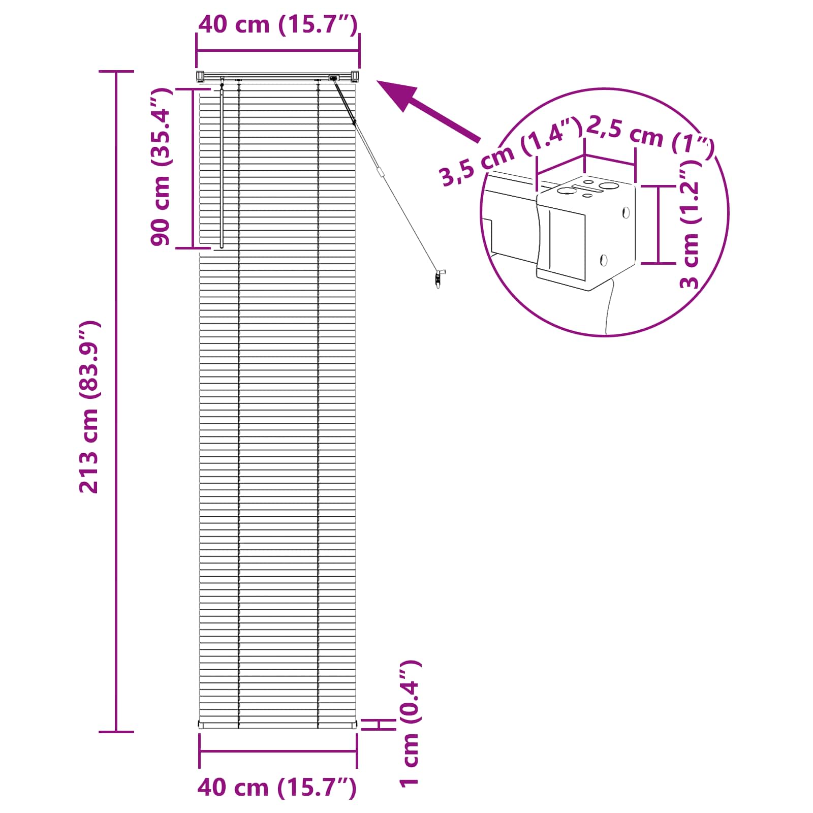 Βενετσιάνικη Σκίαση Ρυθμιζόμενος Ασημί Γκρι 213 x 40 εκ PVC - Pakobazaar