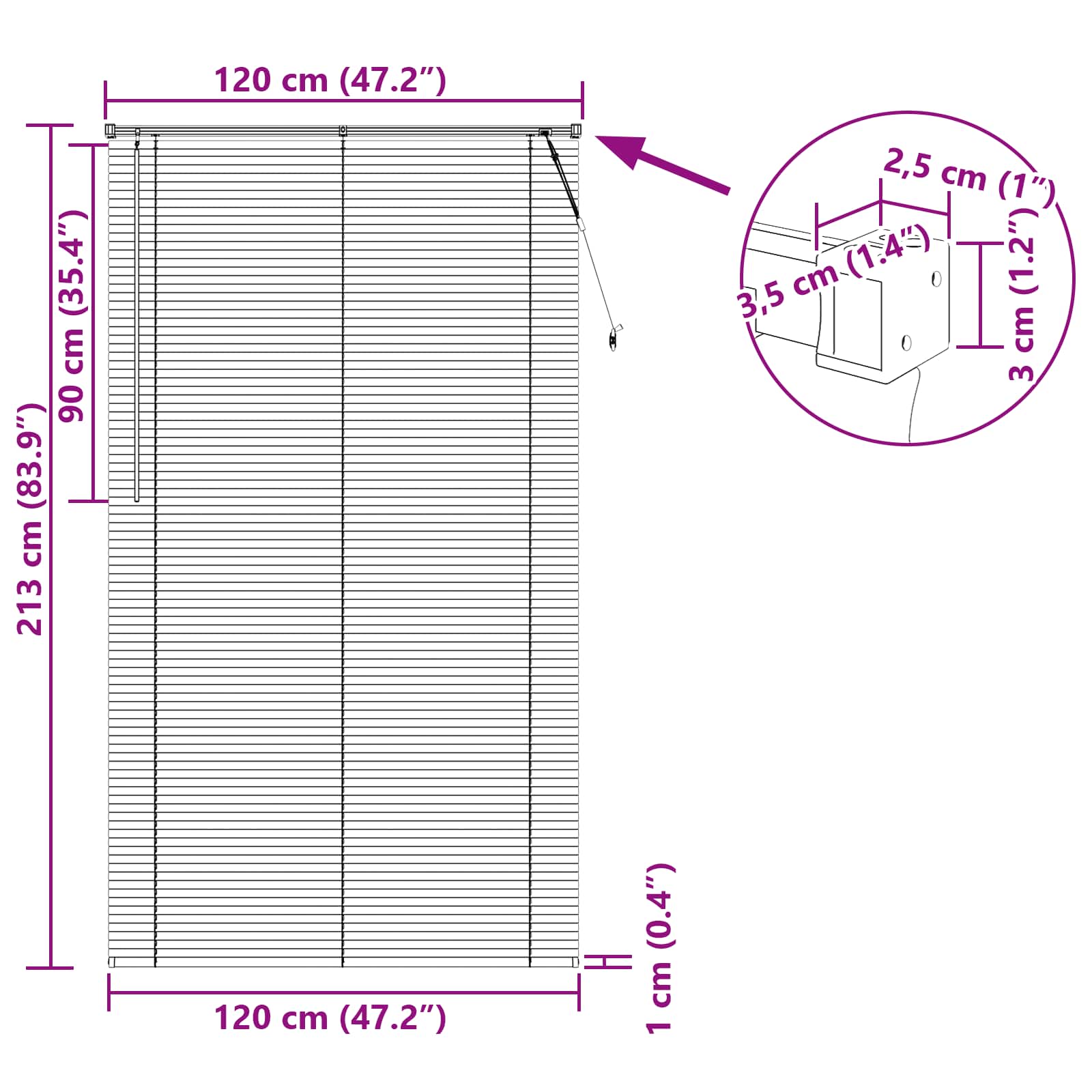 Βενετσιάνικη Σκίαση Ρυθμιζόμενος Ασημί Γκρι 213 x 120 εκ PVC - Pakobazaar