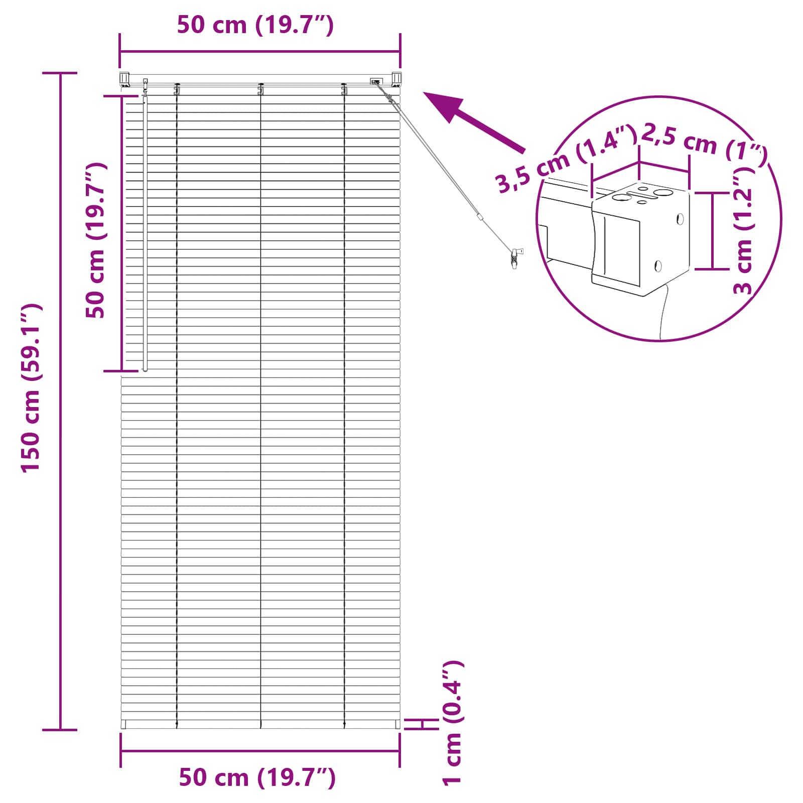 Βενετσιάνικη Σκίαση Ρυθμιζόμενος Μαύρο 150 x 50 cm PVC - Pakobazaar